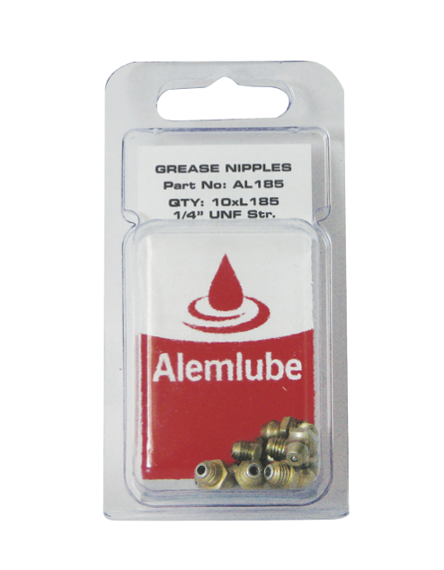 Alemlube 1/4in. UNF Straight Grease Nipples Pack of 10 AL185