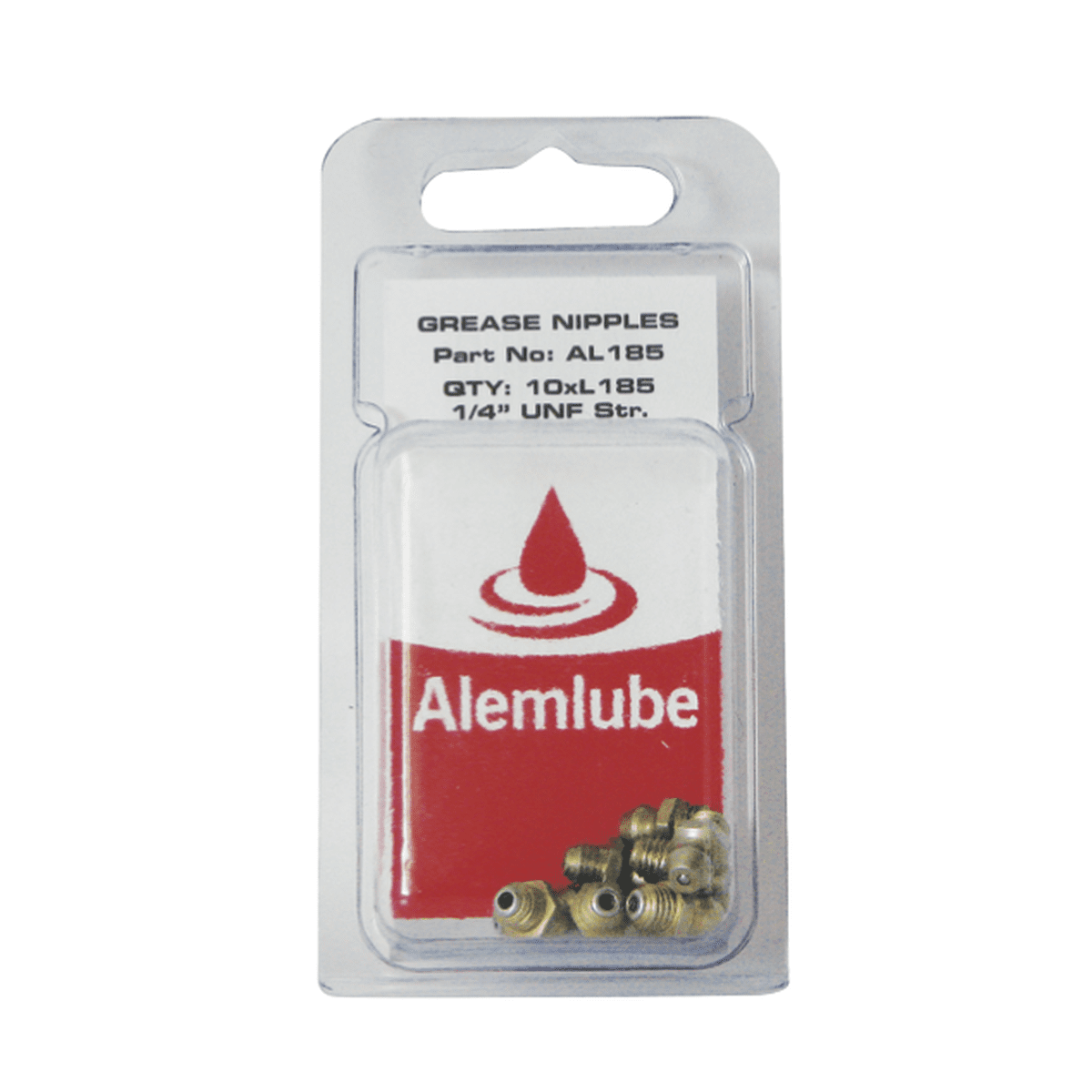 Alemlube 1/4in. UNF Straight Grease Nipples Pack of 10 AL185