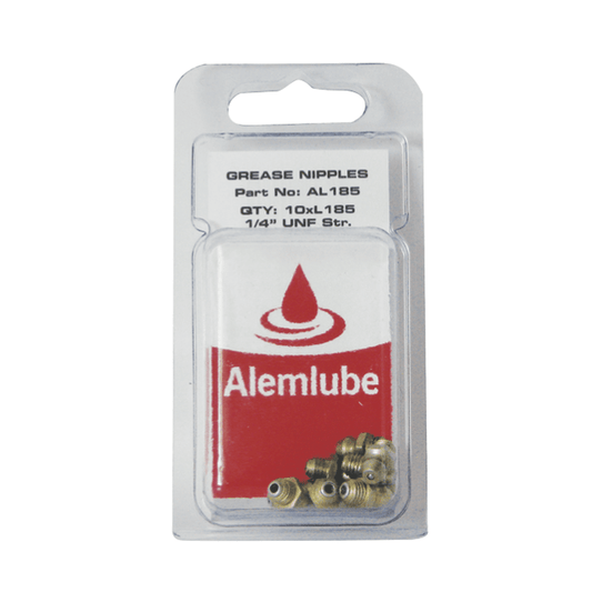 Alemlube 1/4in. UNF Straight Grease Nipples Pack of 10 AL185