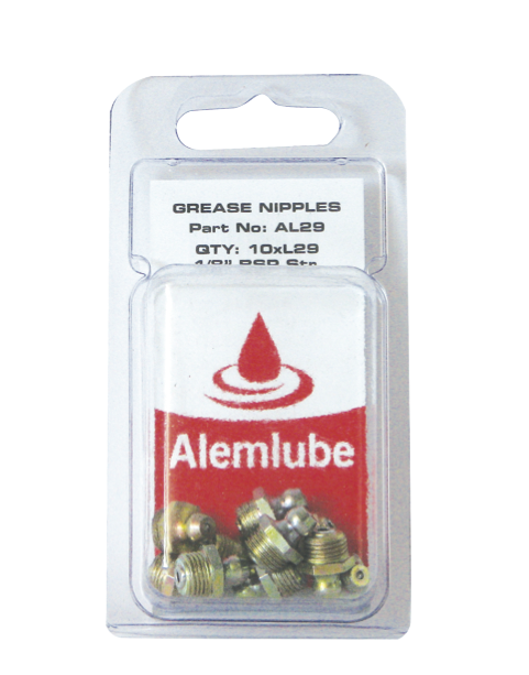 Alemlube 1/8in. BSP Straight Grease Nipples Pack of 10 AL29