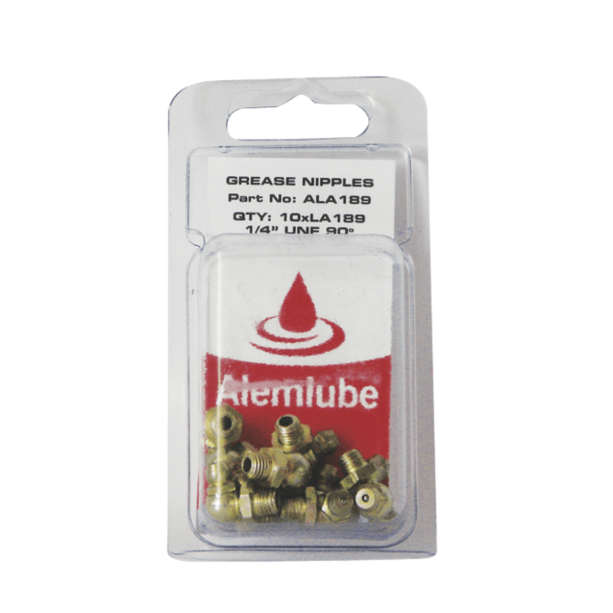 Alemlube 1/4in. UNF 90 Deg Grease Nipples Pack of 10 ALA189