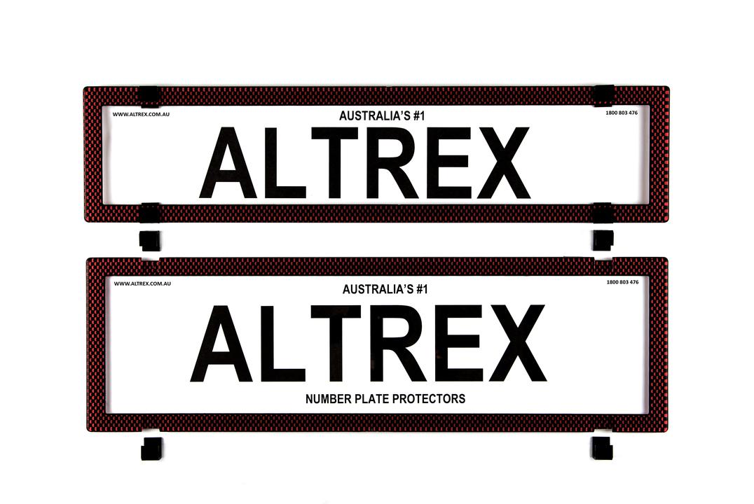 Altrex Number Plate Cover 6 Figure Red Carbon Fibre Without Lines Premium Combination NSW SA
