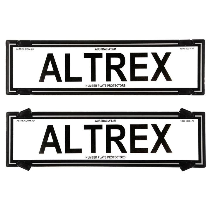 Altrex Number Plate Covers Black Without Lines & Silver Line in Border Slimline