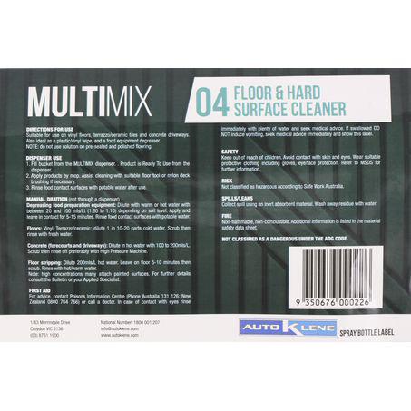 Auto Klene MultiMix 04 Spray Bottle Label MM4LABEL