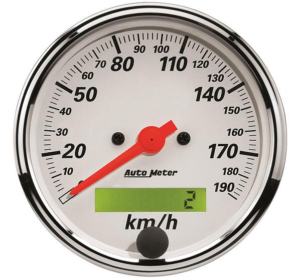 Autometer Arctic White 3-1/8in Speedometer 190KPH Electric AU1388-M