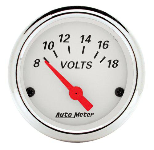 Autometer Arctic White 2-1/16in Voltmeter 8-18V Short Sweep Electric AU1391