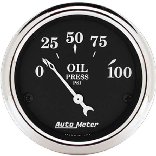 Autometer Old Tyme 2-1/16in Oil Pressure Gauge 0-100PSI Short Sweep Electric AU1727