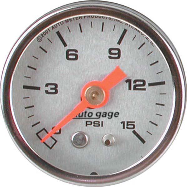 Autometer 1-1/2in Fuel Pressure Gauge Liquid Filled Silver AU2178