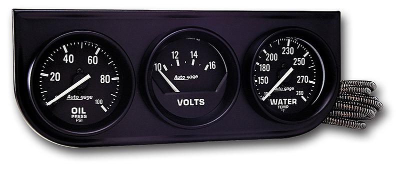 Autometer 2-1/16in 3 Gauge Console Oil Volts Water Black AU2397