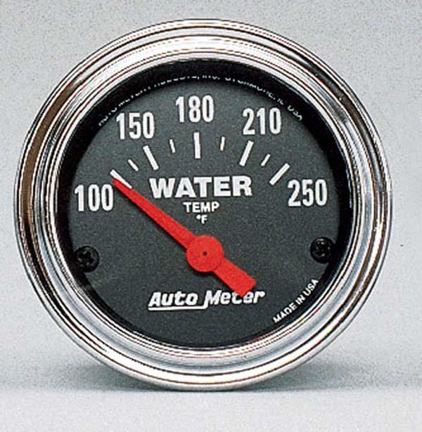 Autometer Trad Chrome 2-1/16in Water Temp Gauge 100-250F Short Sweep Electric AU2532