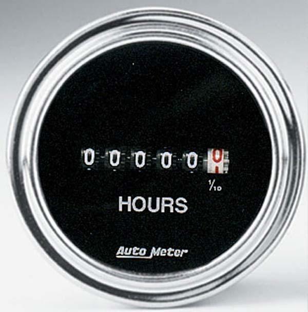 Autometer Trad Chrome 2-1/16in Hour Meter 100000 Hours AU2587