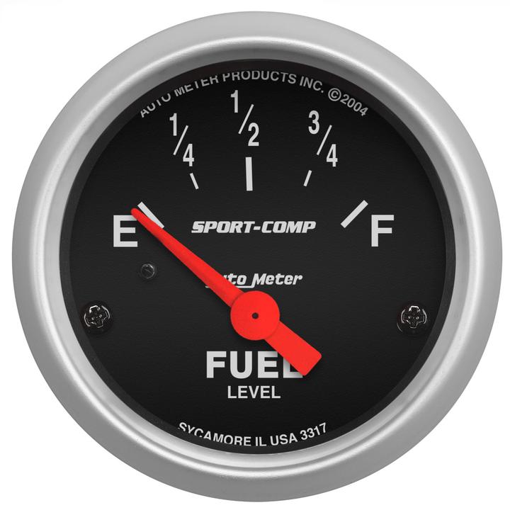 Autometer Sport-Comp 2-1/16in Fuel Level Gauge 0-30 Ohm Short Sweep Electric AU3317