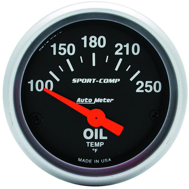 Autometer Sport Comp 2-1/16in Oil Temp Gauge 100-250F Short Sweep Electric AU3347