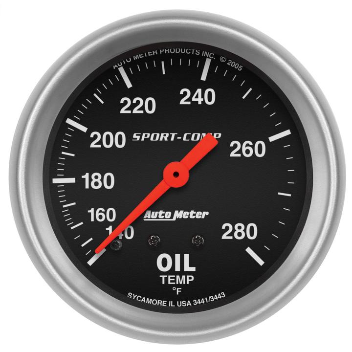 Autometer Sport-Comp 2-5/8in Oil Temp Gauge 140-280F Mechanical AU3441