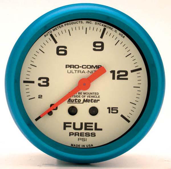 Autometer Ultra Nite 2-5/8in Fuel Pressure Gauge 0-15PSI Mechanical AU4511
