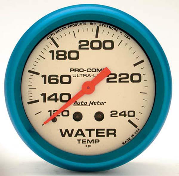 Autometer Ultra Nite 2-5/8in Water Temp Gauge 120-240F Mechanical AU4532