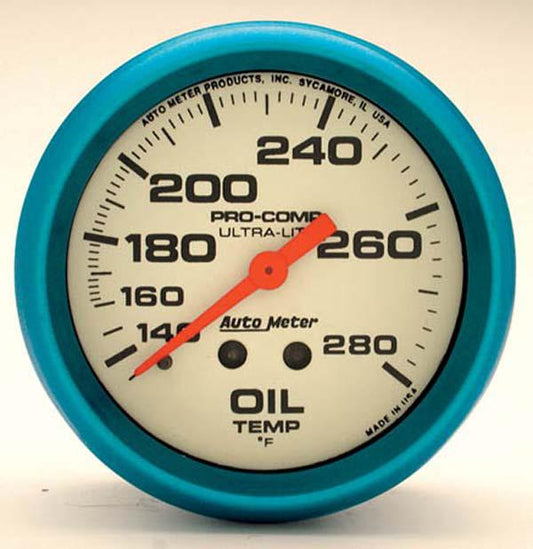 Autometer Ultra Nite 2-5/8in Oil Temp Gauge 140-280F Mechanical AU4541