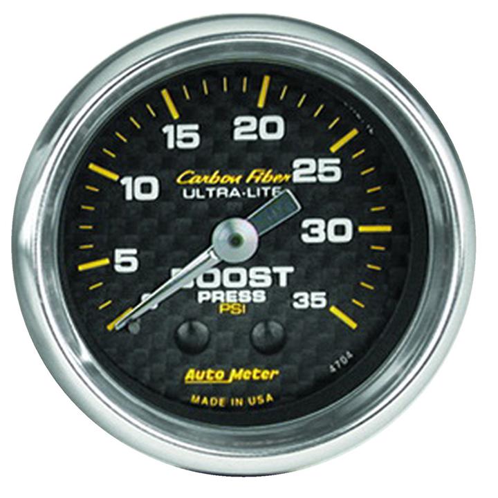 Autometer Carbon Fiber 2-1/16in Boost Gauge 0-35PSI Mechanical AU4704