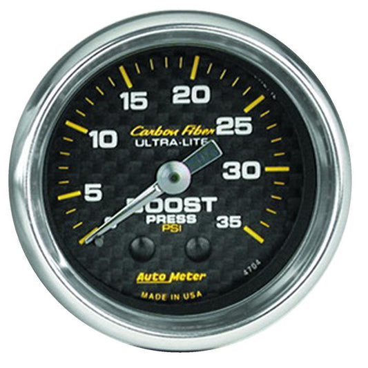 Autometer Carbon Fiber 2-1/16in Boost Gauge 0-35PSI Mechanical AU4704