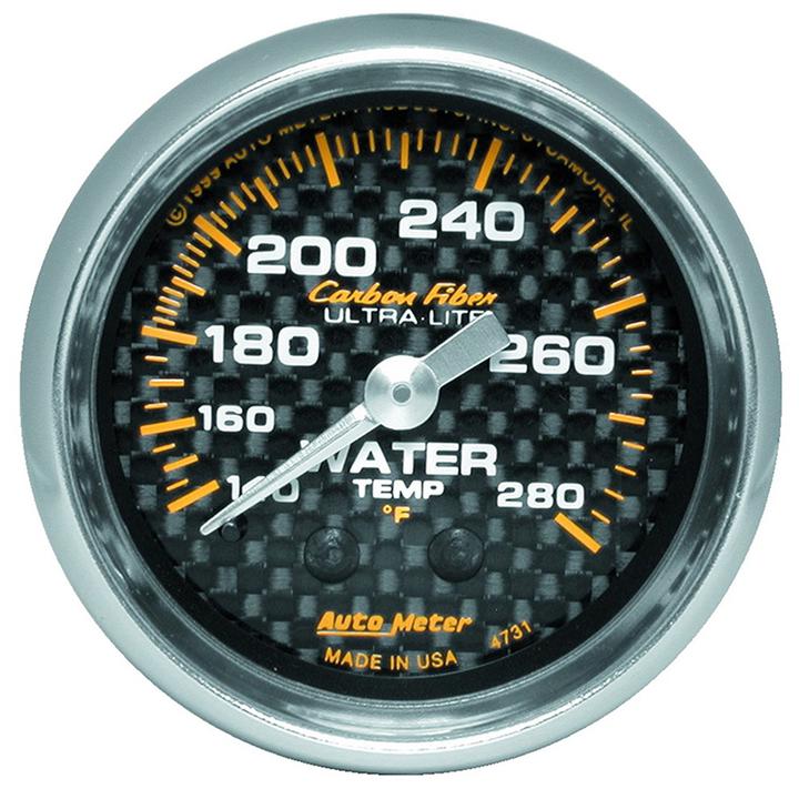 Autometer Carbon Fiber 2-1/16in Water Temp Gauge 140-280F Mechanical AU4731