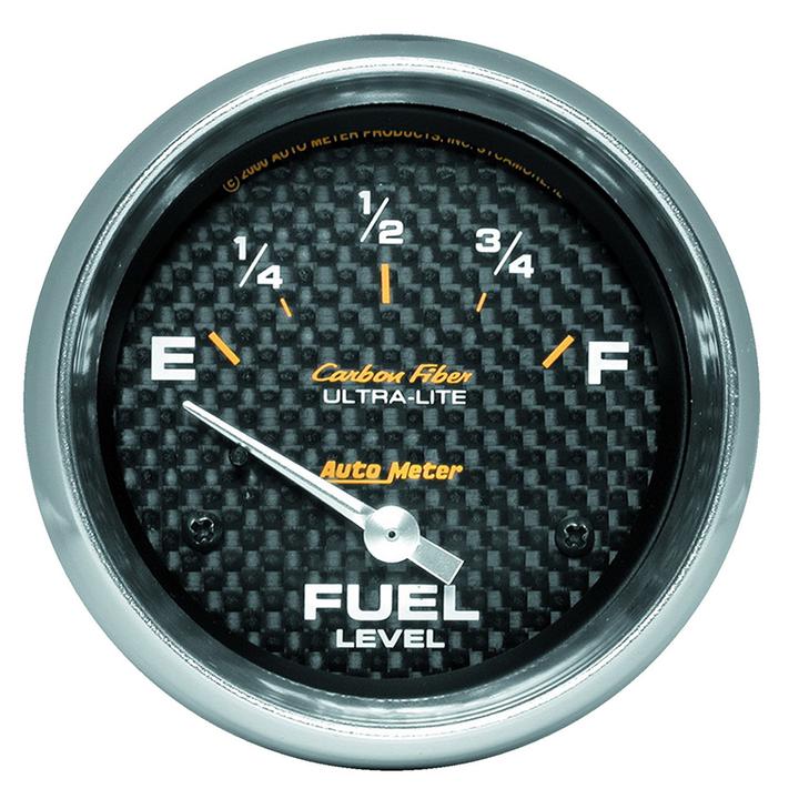 Autometer Carbon Fiber 2-5/8in Fuel Level Gauge 240-33 Ohms Short Sweep Electric AU4816