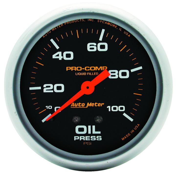 Autometer Pro-Comp 2-5/8in Oil Pressure Gauge 0-100 PSI Liquid Filled Mechanical AU5421