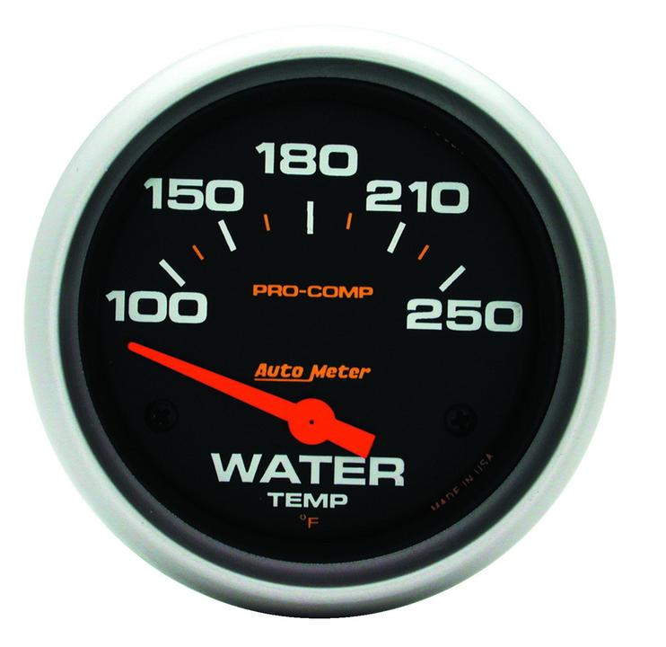 Autometer Pro-Comp 2-5/8in Water Temp Gauge 100-250F Short Sweep Electric AU5437