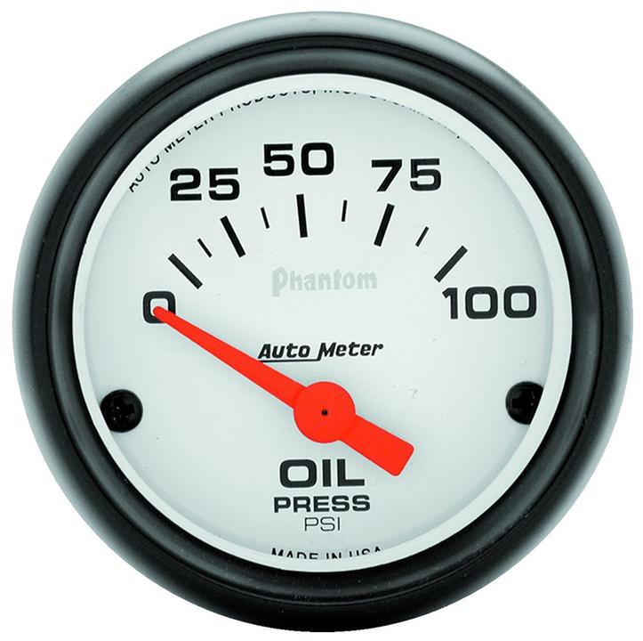 Autometer Phantom 2-1/16in Oil Pressure Gauge 0-100PSI Short Sweep Electric AU5727