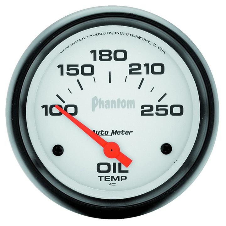 Autometer Phantom 2-5/8in Oil Temp Gauge 100-250F Short Sweep Electric AU5847