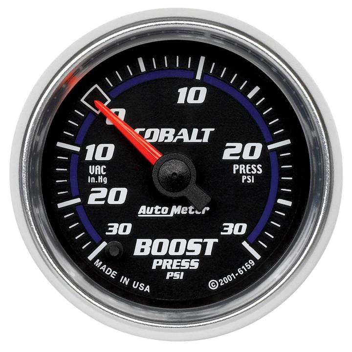 Autometer Cobalt 2-1/16in Boost/Vacuum Gauge 30in/Hg 30PSI Full Sweep Electric AU6159