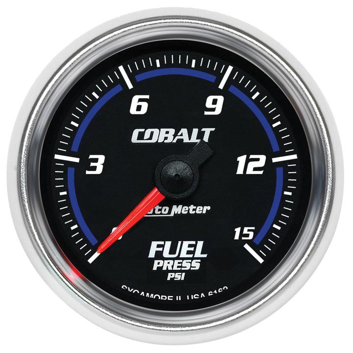 Autometer Cobalt 2-1/16in Fuel Pressure Gauge 0-15 PSI Full Sweep Electric AU6162
