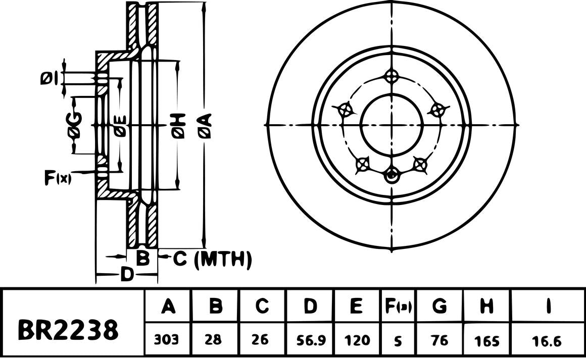 Bendix Ultimate Slotted & Dimpled Brake Rotor Single 303mm Front BR2238