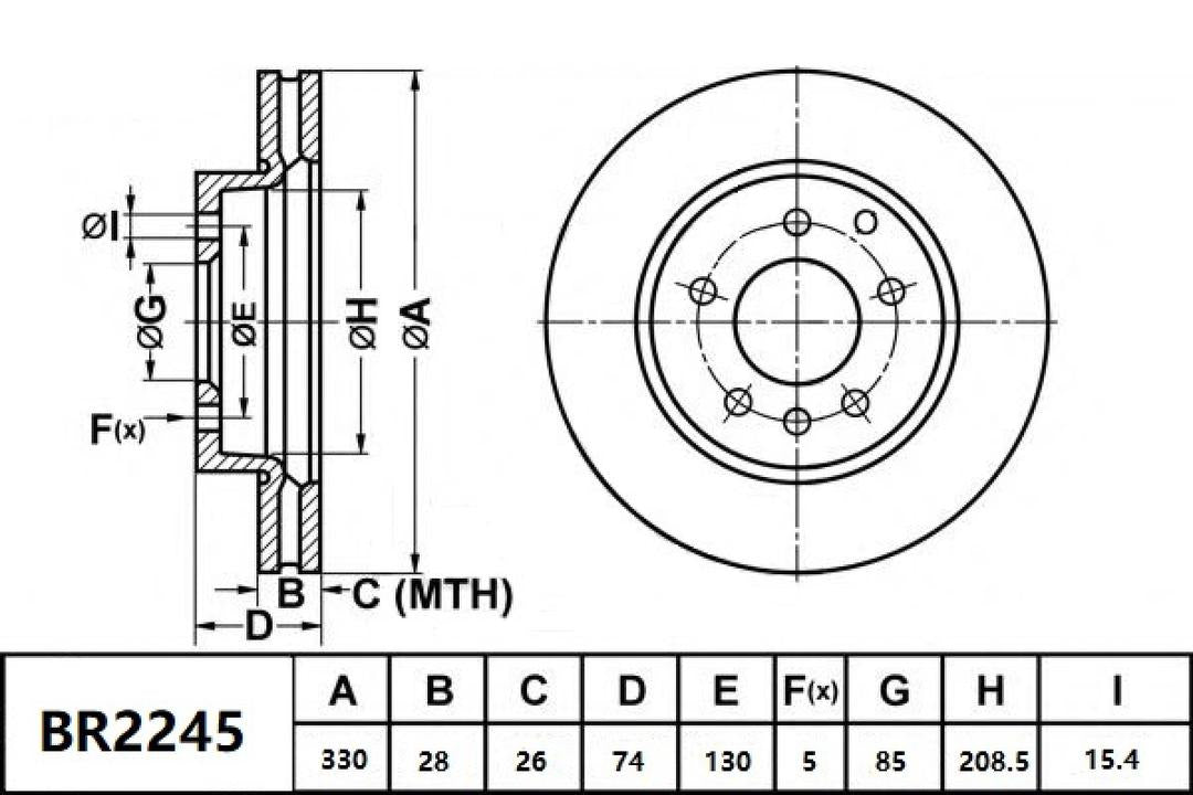 Bendix Ultimate Slotted & Dimpled Brake Rotor Pair 330mm Rear BR2245