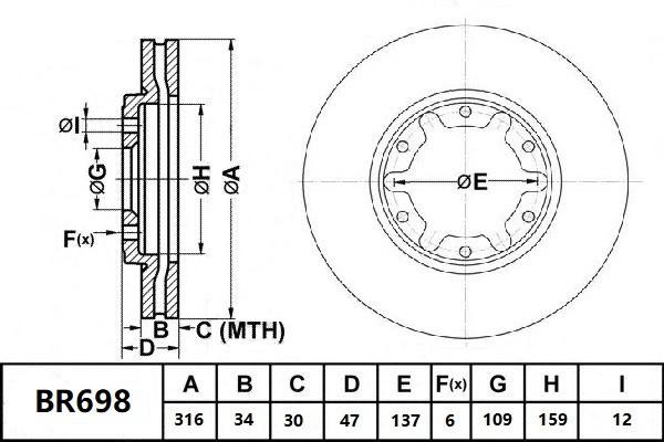 Bendix Ultimate Slotted & Dimpled Brake Rotor Single 316mm Front BR698