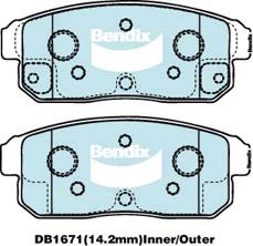 Bendix General CT Brake Pad Set Rear DB1671 GCT