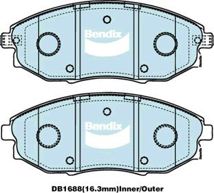 Bendix General CT Brake Pad Set Front DB1688 GCT