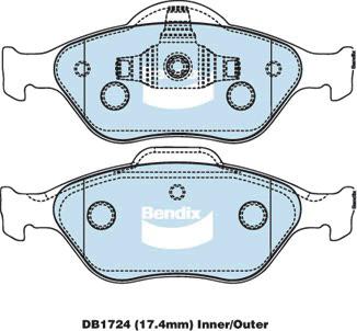 Bendix General CT Brake Pad Set Front DB1724 GCT