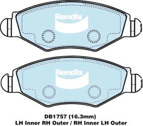 Bendix General CT Brake Pad Set Front DB1757 GCT