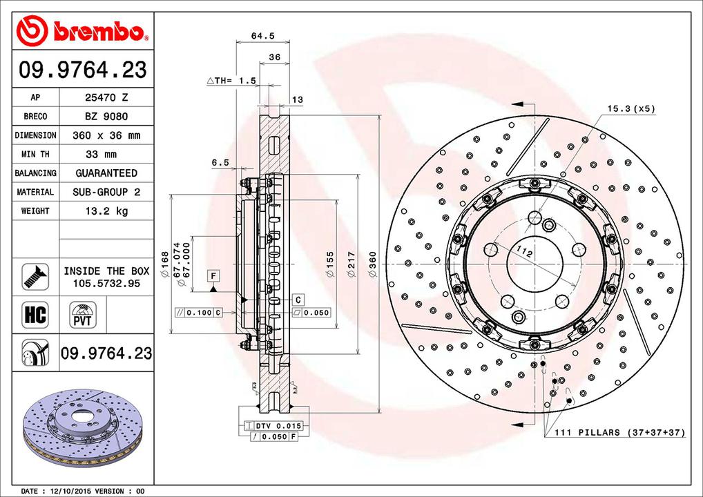 Brembo OE Brake Rotor Single Front 09.9764.23