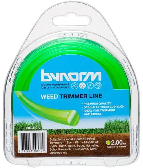 Bynorm Trimline Green 2.0mm x 15M (Suits Most Elec/Petrol Brushcutters 16-28cc) 380 023
