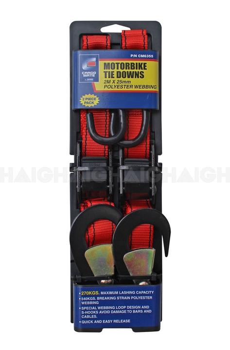 Cargo Mate Tie Down- Motorcyle 2 Piece 25mm x 2m - CM6355