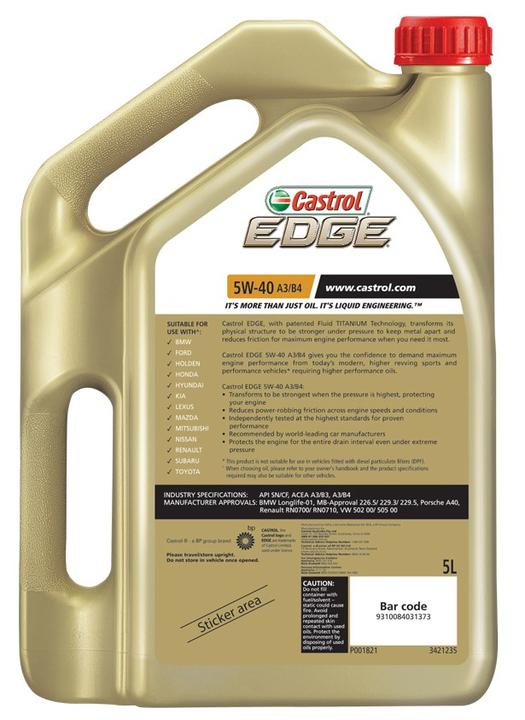 Castrol EDGE 5W-40 Engine Oil A3/B4 5L 3421235