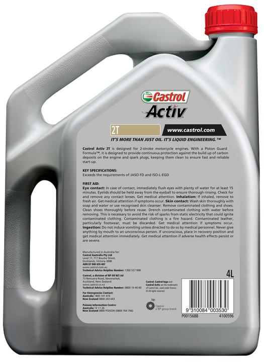 Castrol Activ Motorcycle Engine Oil 2T 2 Stroke 4L 4100596