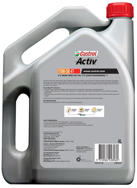 Castrol Activ 4T Premium Mineral Engine Oil 15W-50 4L 3384526