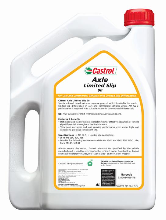 Castrol Axle Differential Oil Limited Slip 90 4L 3376743