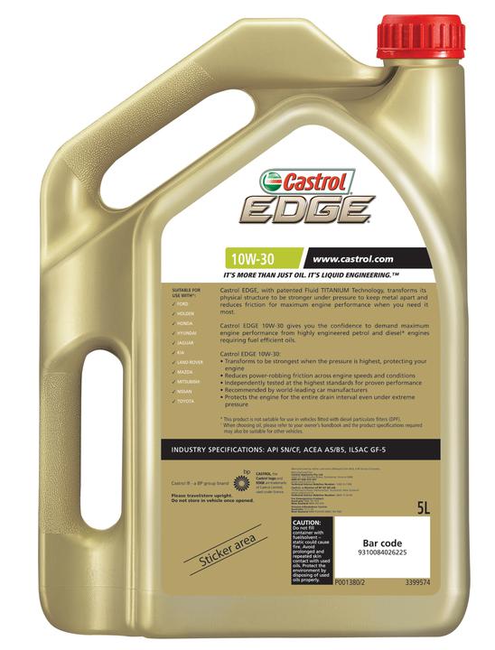 Castrol EDGE Full Synthetic Engine Oil 10W-30 5L 3399574