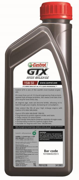 Castrol GTX High Mileage Premium Mineral Engine Oil 15W-50 1L 3413803
