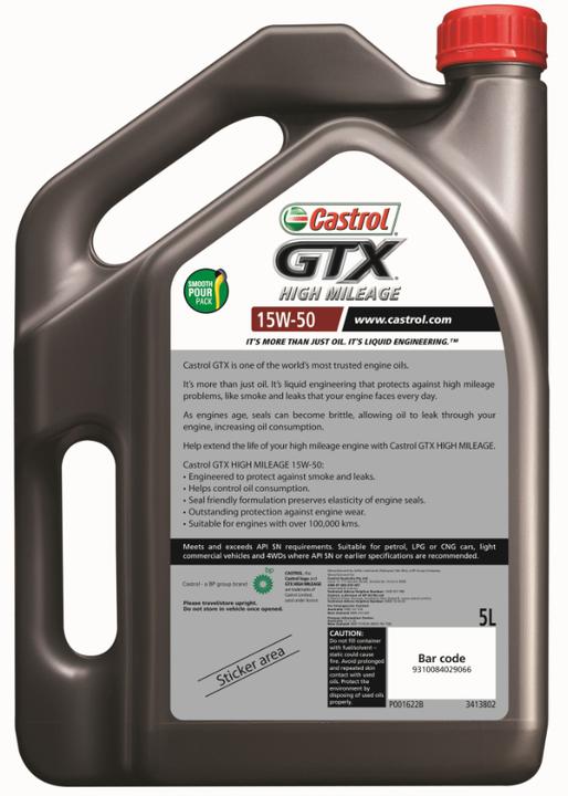 Castrol GTX High Mileage Engine Oil 15W-50 5L 3413802