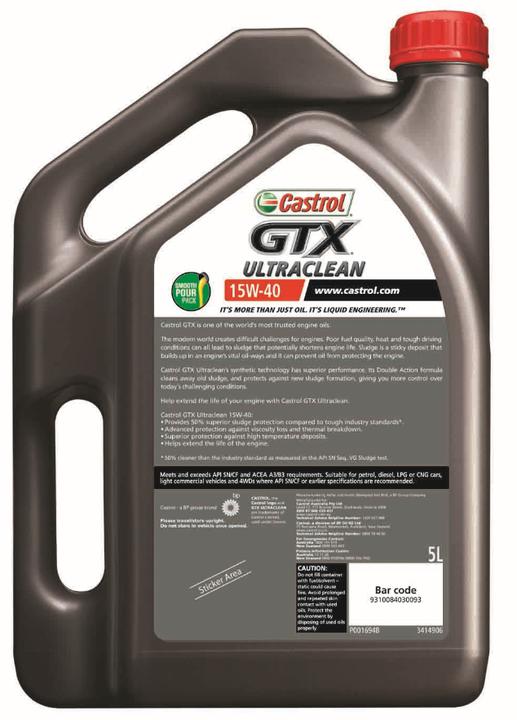 Castrol GTX Ultra Clean Semi Synthetic Engine Oil 15W-40 5L 3414906