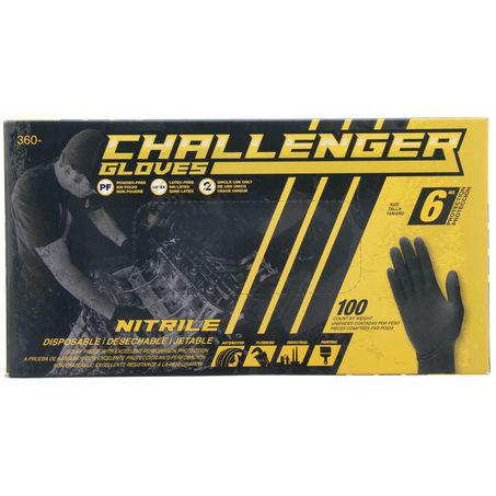 Challenger Nitrile Gloves Black 6 Mil Thick Extra Large (Pack of 100) NSE360-113